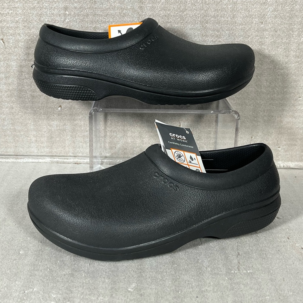 Crocs NEW On The Clock Slip Resistant Work Black Slip-On Men's 4 W's 6
